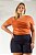Blusa Laranja Em Malha Com Estampa Frontal Com Toque De Seda - C33429 - Imagem 1