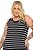 Vestido Maxi Midi Listra Preta E Off White Sem Manga E Fendas Laterais - 201868 - Imagem 2