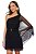 Vestido Preto Em Tule Com Lurex Nula Manga E Acompanha Cinto - 104987 - Imagem 2