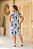Vestido Estampado De Azul E Off White Com Decote Coração Clamila - 10686 - Imagem 2