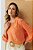 Blusa Plus Size Laranja Bordada Com Florais E Detalhes De Renda - 5515 - Imagem 3