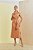 Vestido Plus Size Midi Ocre Em Viscolinho Com Elastano Acompanha Cinto - 5587 - Imagem 6