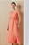 Vestido Plus Size Maxi Midi Salmão Com Fendas Frontais E Acompanha Cinto - 5582 - Imagem 5