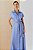 Vestido Chemise Maxi Midi Azul Em Viscolinho Acompanha Cinto - 5560 - Imagem 2