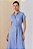 Vestido Chemise Maxi Midi Azul Em Viscolinho Acompanha Cinto - 5560 - Imagem 3