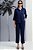 Conjunto Plus Size De Calça Azul Em Crepe Pespontado Branco Simple Life - 15209 - Imagem 1