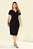 Vestido Plus Size Preto Em Malha Stretch Com Detalhe Drapeado Clamila - 10653 - Imagem 1
