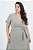 Vestido Plus Size Midi Verde Com Listras Off White Em Linho - 257085 - Imagem 3