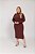 Vestido Plus Size Midi Marrom Em Ribana Canelada Com Fenda Lateral Lisamour - 202046 - Imagem 1