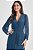 Vestido Midi Azul Em Mini Plissê Texturizado De Manga Longa Doce Trama - 105246 - Imagem 3