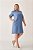 Vestido Chemise Plus Size Azul Em Viscopoly De Manga 7/8 Com Martingale - 42375 - Imagem 4