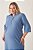 Vestido Chemise Plus Size Azul Em Viscopoly De Manga 7/8 Com Martingale - 42375 - Imagem 3