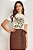 T-Shirt Off White Com Estampa Frontal Verde E Marrom Em Meia Malha Doce Trama - 105615 - Imagem 2