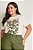 T-Shirt Off White Com Estampa Frontal Verde E Marrom Em Meia Malha Doce Trama - 105615 - Imagem 1