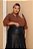 Blusa Plus Size Marrom Em Chiffon Com Detalhe De Gravata Vocco Plus - 69368 - Imagem 1