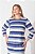 Conjunto Plus Size De Saia Midi Listrado Com Tons De Azul E Off White - 13488 - Imagem 3