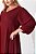 Vestido Plus Size Midi Evasê Vinho Em Chiffon Com Manga Plissada 7/8 - 41103 - Imagem 3