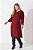Vestido Plus Size Midi Evasê Vinho Em Chiffon Com Manga Plissada 7/8 - 41103 - Imagem 1