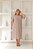 Vestido Plus Size Cáqui Maxi Midi Com Vinco Vocco Plus - 86808 - Imagem 1