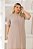 Vestido Plus Size Cáqui Maxi Midi Com Vinco Vocco Plus - 86808 - Imagem 3