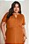 Conjunto De Saia Midi Plus Size Conhaque Com Pesponto Branco Doce Trama - 105539 - Imagem 2