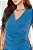 Vestido Plus Size Azul Transpassado Com Detalhe Drapeado Clamila - 10823 - Imagem 3