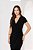 Vestido Plus Size Preto Transpassado Com Detalhe Drapeado Clamila - 10823 - Imagem 3
