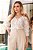 Camisa Plus Size Off White Com Bordado Cáqui Em Crepe Dazul - 6417 - Imagem 3