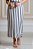 Vestido Maxi Midi Listrado De Off White E Azul Com Fendas Laterais Dazul - 4765 - Imagem 3