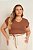 Blusa Plus Size Marrom De Manga Curta Em Ribana Lisamour - 202199 - Imagem 1
