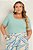Blusa Plus Size Verde Água Em Ribana Canelada De Manga Curta Lisamour - 202202 - Imagem 1