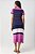 Vestido Plus Size Maxi Midi Listrado De Fucsia Azul E Off White Com Fendas Laterais - 62700980 - Imagem 3