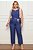 Conjunto Plus Size De Calça E Blusa Sem Manga Azul Com Recortes Bege - 27287 - Imagem 1