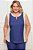 Conjunto Plus Size De Calça E Blusa Sem Manga Azul Com Recortes Bege - 27287 - Imagem 4