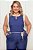 Conjunto Plus Size De Calça E Blusa Sem Manga Azul Com Recortes Bege - 27287 - Imagem 3