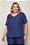 Conjunto Plus Size De Calça Azul Em Crepe Com Vivo E Pespontos Bege - 27318 - Imagem 4