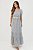 Vestido Longo Listrado De Off White E Azul Acompanha Cinto Cordão Nítido Jeans - 03999 - Imagem 1