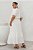 Vestido Plus Size Maxi Midi Off White Com Poá Bege Em Crepe - 42426 - Imagem 2