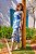 Vestido Midi Estampa Off White E Azul Sem Manga Em Malha Stretch Clamila - 10675 - Imagem 1