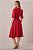 Vestido Vermelho Em Crepe Com Detalhes Em Renda E Acompanha Cinto Tatá Martello - 5927 - Imagem 2