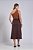 Saia Maxi Midi Marrom Em Suede Evasê Com Detalhe De Recortes Clamila - 10902 - Imagem 3