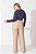 Calça Pantalona Bege Claro Em Crepe Com Bolsos E Amarração Frontais - 81055 - Imagem 2