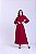 Vestido Maxi Midi Bordô Em Chiffon Plissado E Acompanha Faixa Hapuk - 62083 - Imagem 1