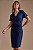 Vestido Azul Transpassado Em Malha Stretch Com Fivela Orgânica Clamila - 10760 - Imagem 3