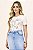 T-Shirt Off White Com Estampa Frontal Em Malha Com Pérolas Laura Rosa - 811171 - Imagem 1