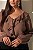 Blusa Plus Size Marrom Em Viscopoly Com Babado Frontal Vocco Plus - 69439 - Imagem 2