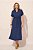 Vestido Chemise Maxi Midi Azul Em Viscolinho Com Bolsos Frontais E Laterais - 2541 - Imagem 1