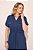 Vestido Chemise Maxi Midi Azul Em Viscolinho Com Bolsos Frontais E Laterais - 2541 - Imagem 2