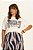 T-Shirt Plus Size Off White Em Malha Com Estampa Frontal Azul Doce Trama - 106762 - Imagem 1