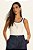Blusa Off White Com Detalhe Azul De Alça Em Ribana Canelada - 104798 - Imagem 1